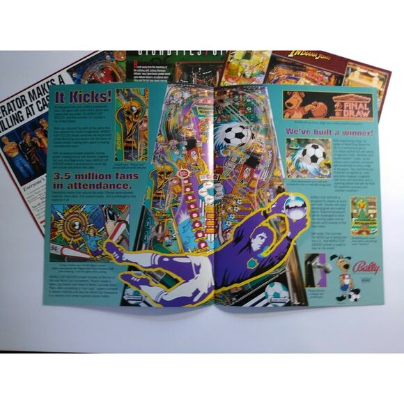 Pinball Flyers Lot Of 4 Games World Cup Indiana Jones Johnny Mnemonic Whodunnit - Picture 3 of 3